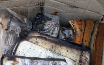 Burned books from Tripoli library, Lebanon