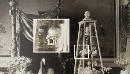 Faberge eggs on display in the Von Dervis Mansion Exhibition, St. Petersburg, March 1902