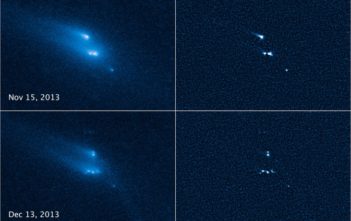 Break up of P/2013 R3 asteroid captured by the Hubble Telescope