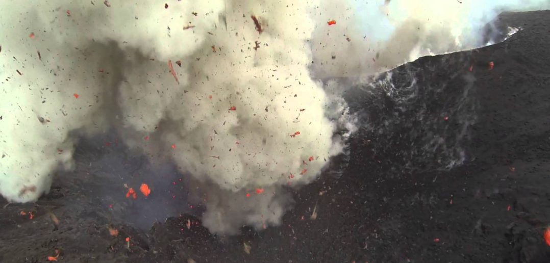 Drone captures volcano eruption on island of Vanuatu