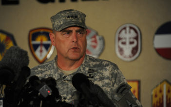 Lt. Gen. Mark Milley at a press conference discussing the incident at Fort Hood