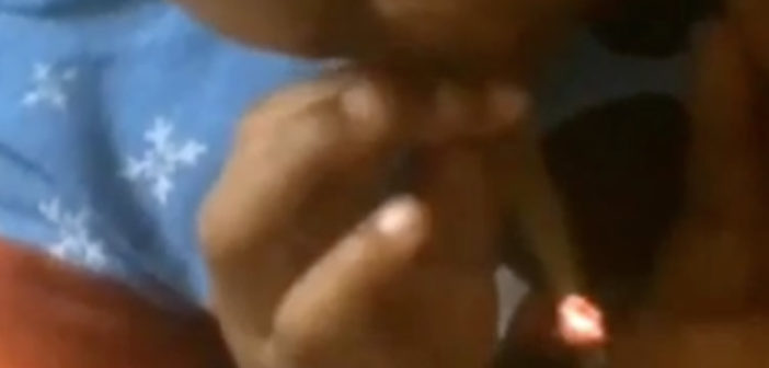 Toddler smokes weed