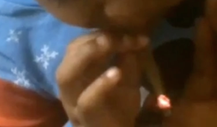 Toddler smokes weed