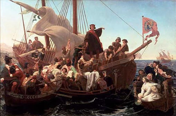 Christopher Columbus on Santa Maria in 1492 by Emanuel Leutze (1855)