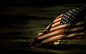 US flag in moonlight