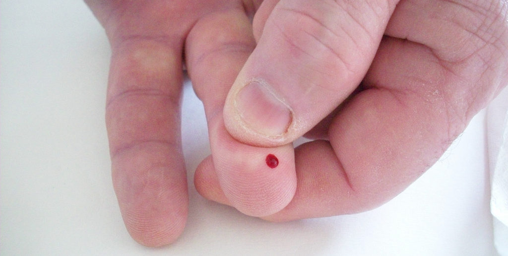 Blood from finger prick