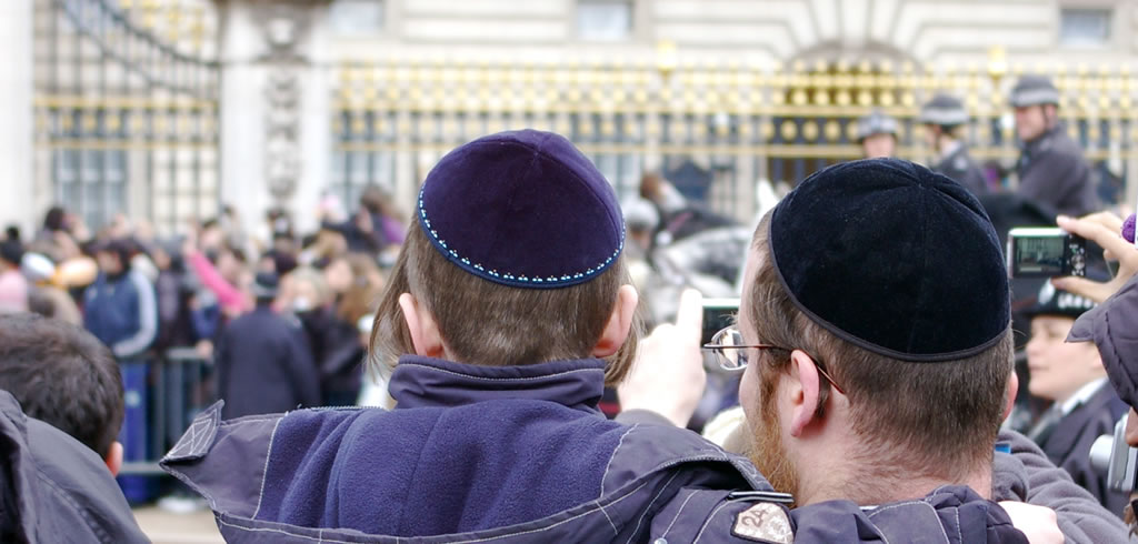 Jewish father and son in London