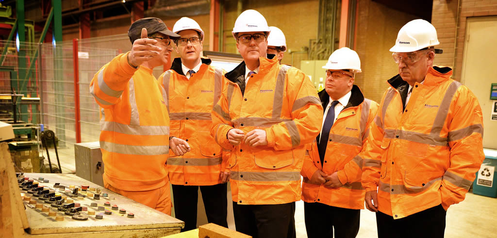 David Cameron at brick-making factory