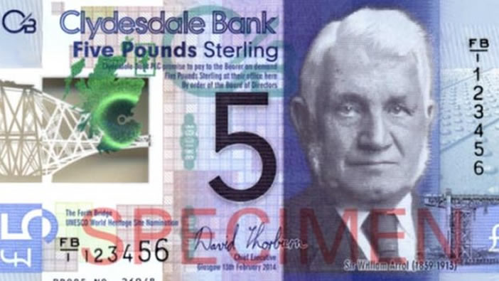 Clydesdale Bank £5 bank note