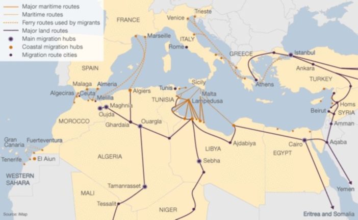 Migration routes into Europe