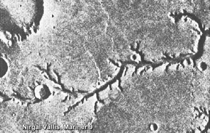 Part of Nirgal Vallis, a valley on Mars first seen on this image by Mariner 9 in 1972. This image is 120km from side to side
