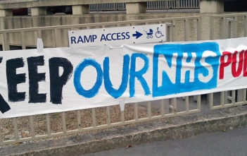 NHS protest banner
