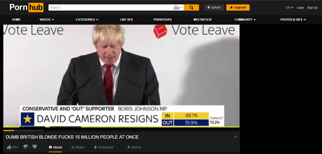 Boris Johnson video on Pornhub