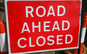 Road closed sign