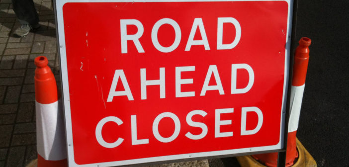 Road closed sign