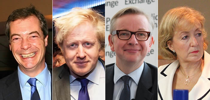 Brexiteers: Nigel Farage, Boris Johnson, Michael Gove, Andrea Leadsom