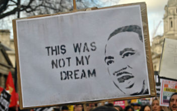 Not my dream protest placard