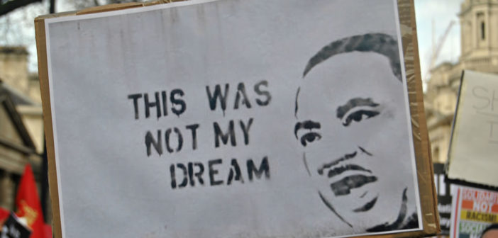 Not my dream protest placard