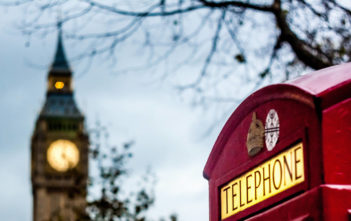 Big Ben and a red phone box in London, UK