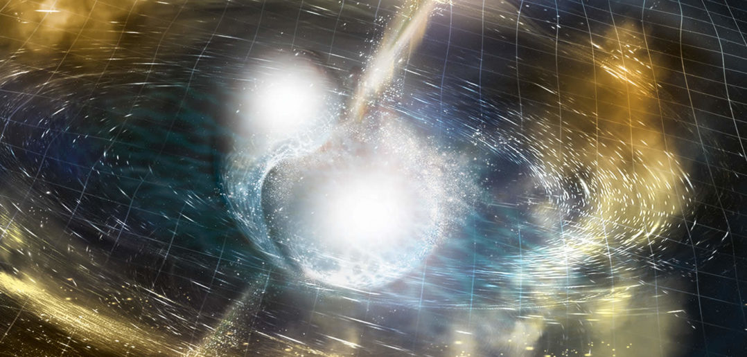 Artist’s illustration of two merging neutron stars