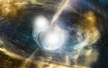 Artist’s illustration of two merging neutron stars