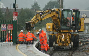 Rail construction workers