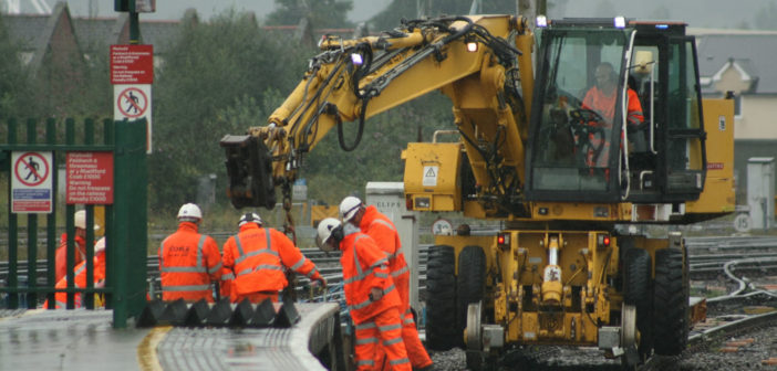 Rail construction workers