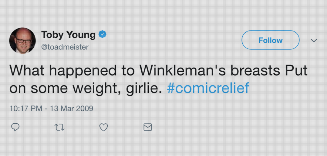 Sexist tweet by Toby Young
