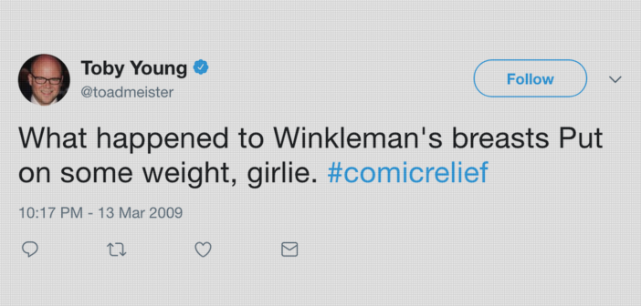 Sexist tweet by Toby Young