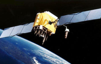 Artist's conception of GPS Block II-F satellite in Earth orbit
