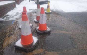 Burst water pipe, London