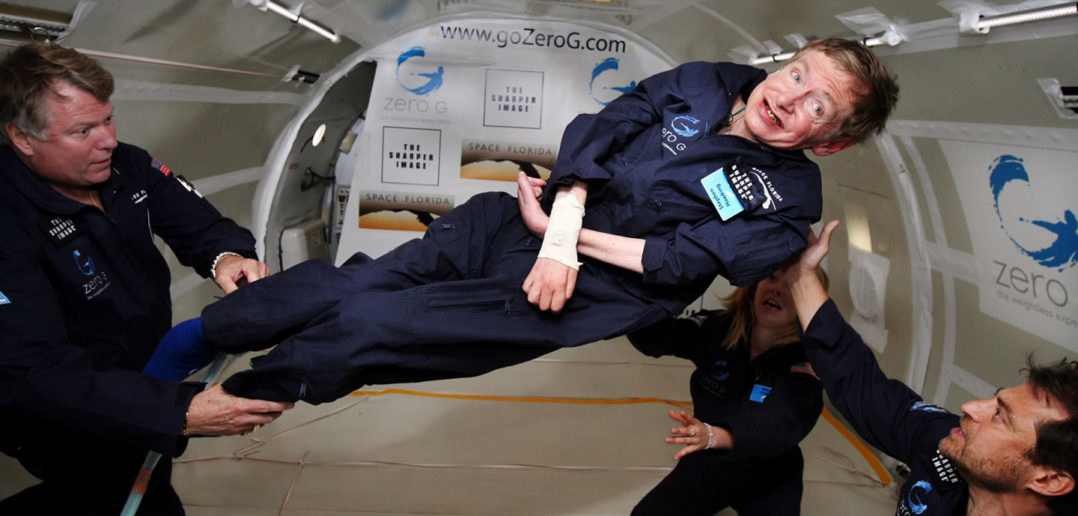 Stephen Hawking experiencing zero gravity