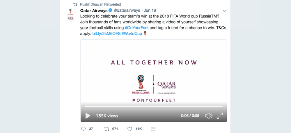 Retweet of Qatar Airways corporate account