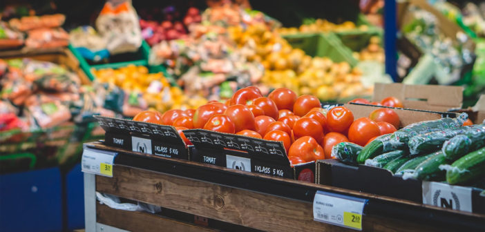 Fruit and vegetables at the supermarket