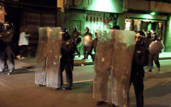 Riot police in Brixton, London