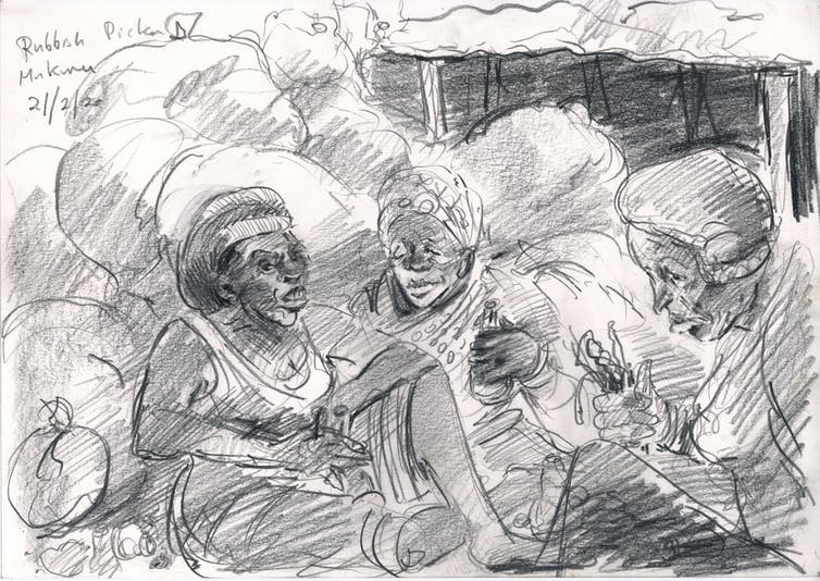 Women picking through rubbish, Mukuru, Nairobi.Louis Netter