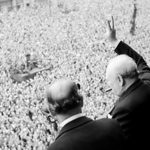 Winston Churchill celebrates VE Day in 1945
