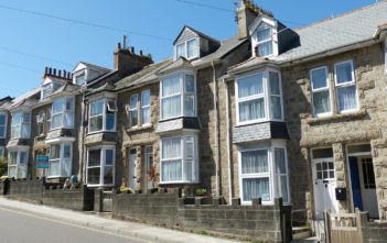 Terraced houses, St Ives, Cornwall, UK