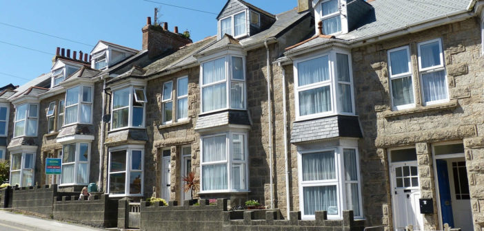 Terraced houses, St Ives, Cornwall, UK