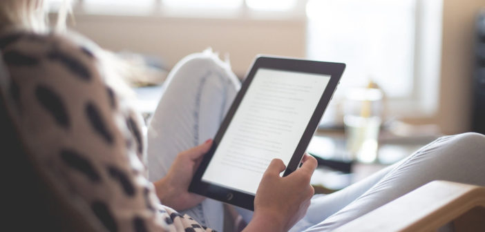 Kindle ereader reading ebook